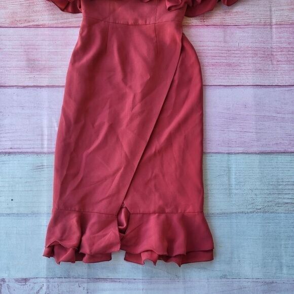 C/Meo Collective‎ Rose Immerse Off The Shoulder Layered Ruffle Midi Sheath Dress - Picture 5 of 13